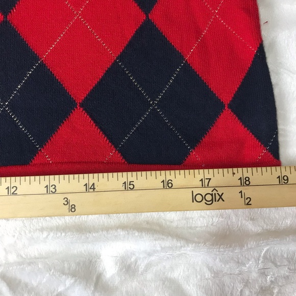 Tommy Hilfiger Argyle Sweater Women’s Size M V-Neck Color Red/Black Pullover. - Picture 10 of 14